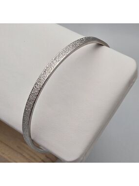 Vintage Monet Textured Silver Tone Bangle Bracelet Minimalist Signed Designer